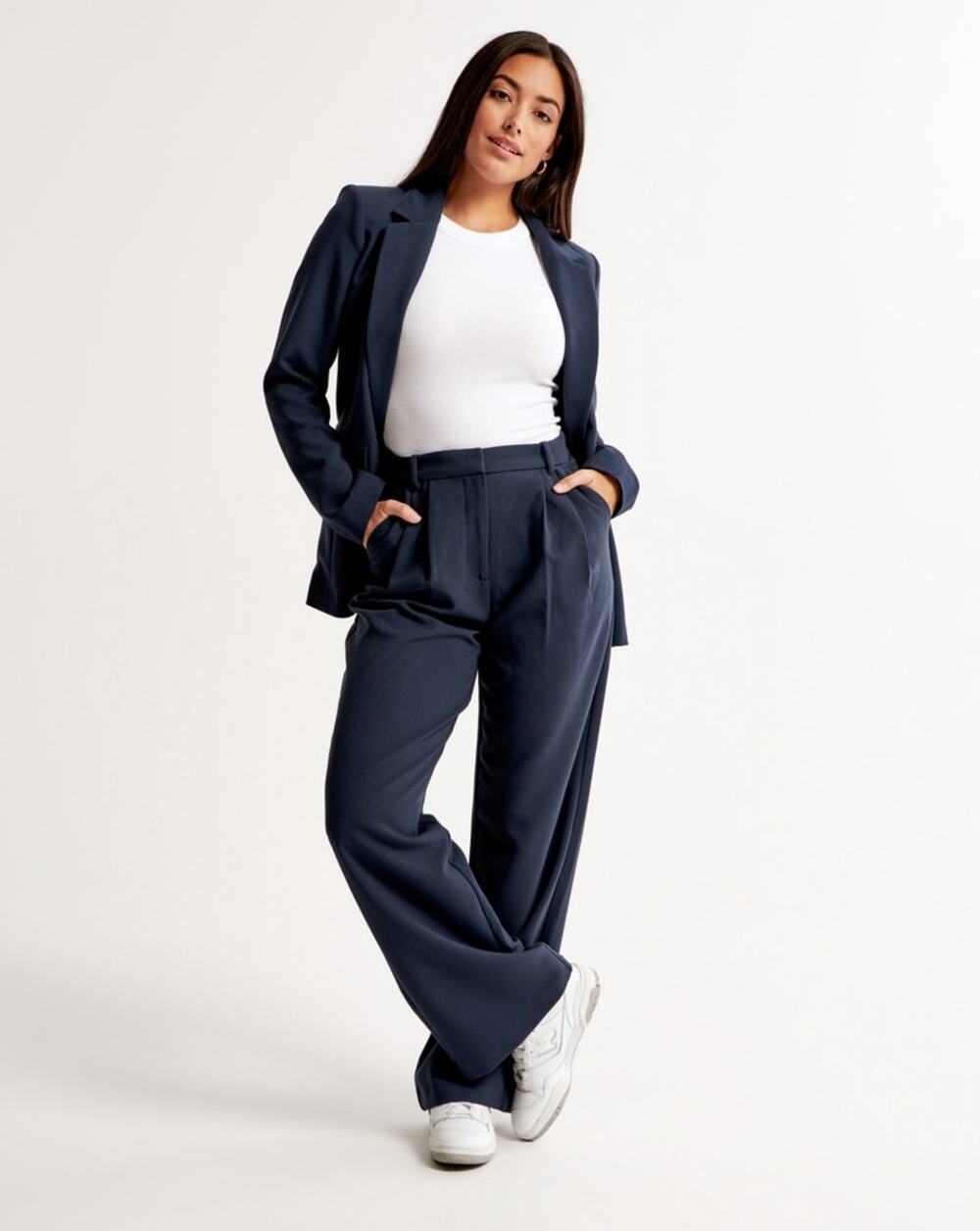 ABERCROMBIE & FITCH Sloane Tailored Wide Leg Pant Navy Blue Sz 29/8 Short {X5}